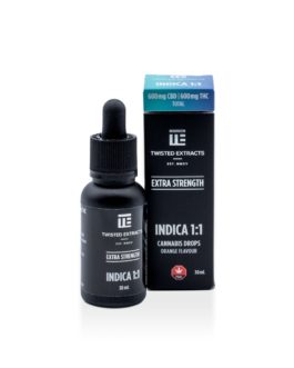 Twisted Extracts Extra Strength Oil Drops | Indica 1:1 Orange Flavoured | 600mg CBD + 600mg THC | 30ml